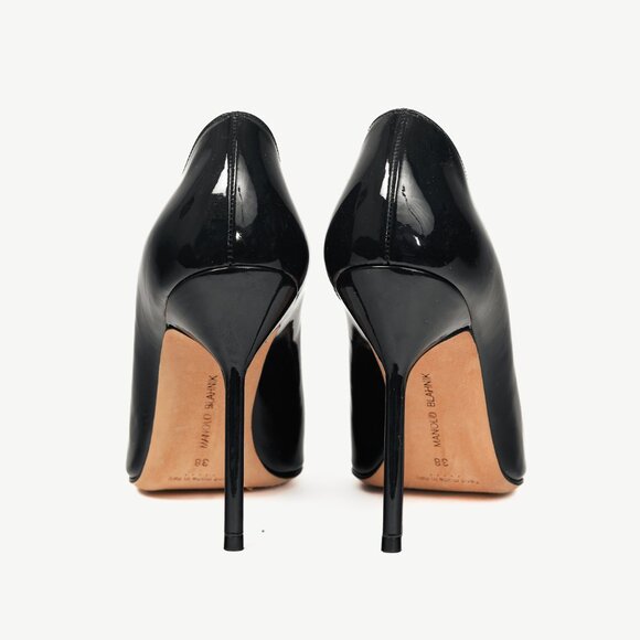 Manolo Blahnik BB Midnight-Blue Patent Leather Pointed-Toe Pumps - Picture 3 of 8